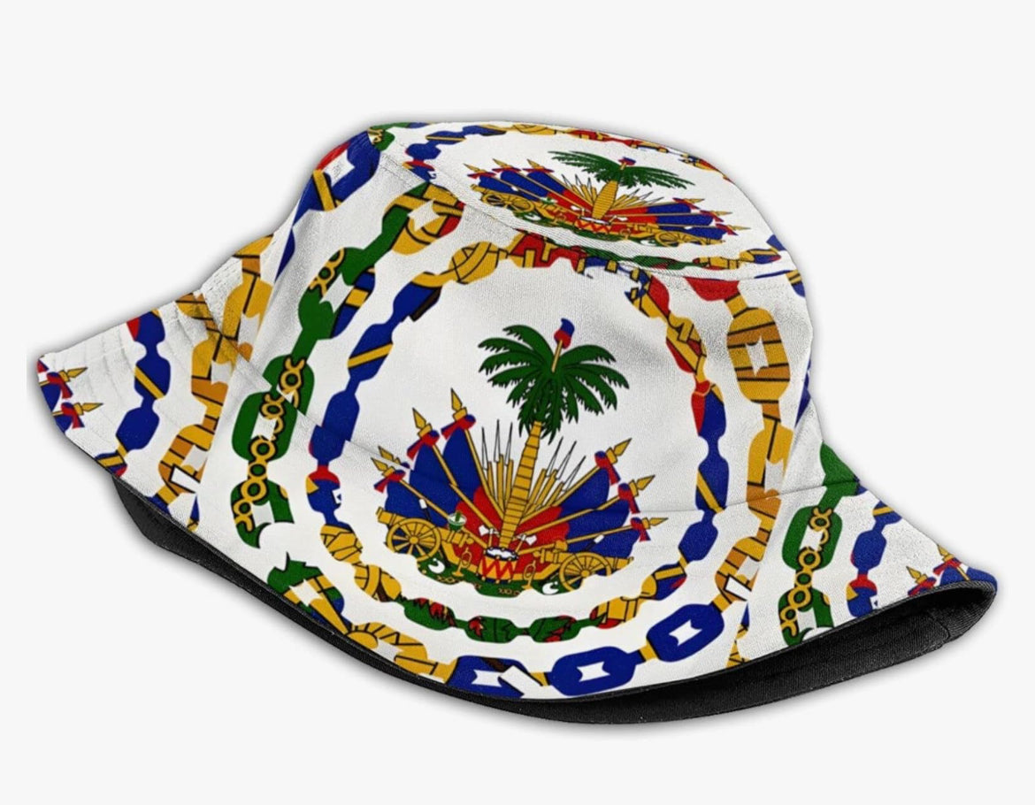 Haitian Flag ππΉ Chain Bucket Hat (White)/ Haitian Pride