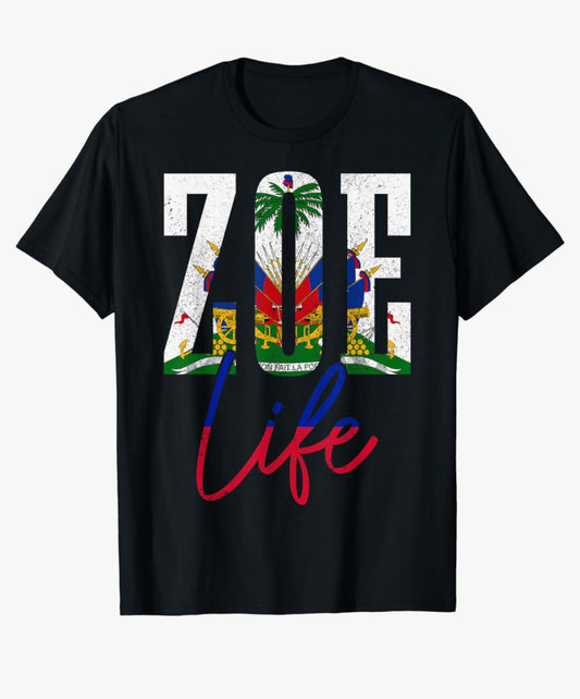 Haiti Flag Zoe Haitian Life Pride Vintage Haiti T-Shirt