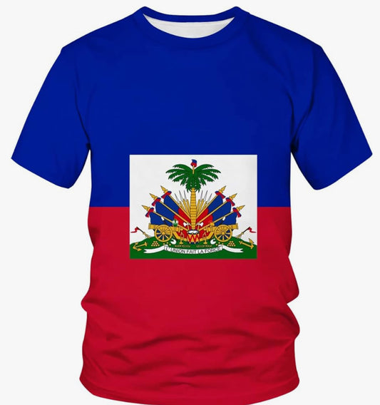 Haiti Haitian Flag Novelty Print Short Sleeve Men’s T-Shirt / Haitian Pride T-Shirt