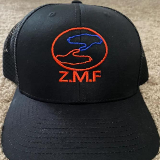 Z.M.F Snap Back Hat: Black Blue and Red Zero.Men.Fails